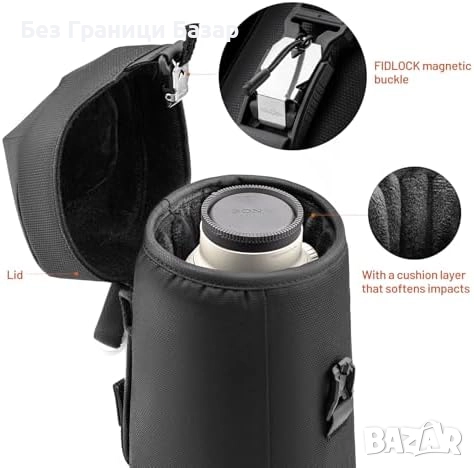 Нова чанта Калъф за обектив DSLR с магнитно закопчаване и омекотена подплата, снимка 7 - Чанти, стативи, аксесоари - 52630222
