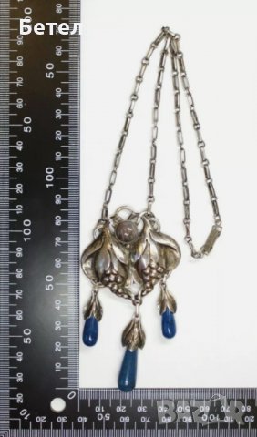 EVALD NIELSEN   antique 925 Strl Silver Necklace, 35.5g, снимка 3 - Антикварни и старинни предмети - 35816639