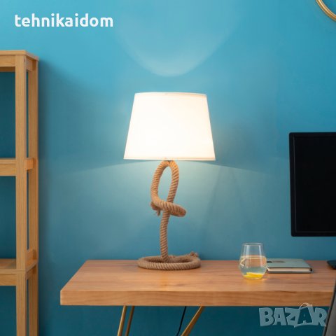 Лампа с въже бял плафон Homcom внос от Германия -20% от цената ПРОМОЦИЯ, снимка 1 - Настолни лампи - 41313022