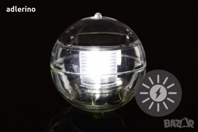 Соларен светещ овал за басейн, фонтан, бял, декорация за басейн