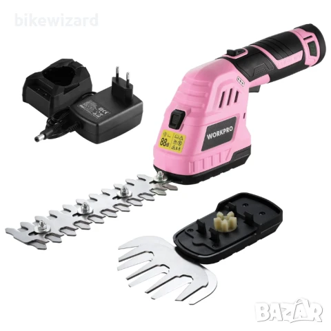 WORKPRO 12V Безжична 2-в-1 ножица за храсти с 2 остриета, батерия 2Ah и зарядно НОВА