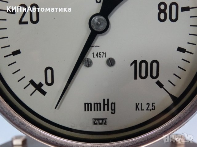 Манометър мембранен WIKA Ф 100, 0-100 mmHg, снимка 3 - Резервни части за машини - 34464263