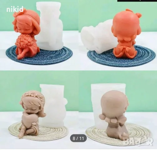 3D Момиче с букет или сърце силиконов молд смола шоколад гипс свещ декор, снимка 2 - Форми - 49215489