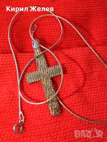 ДЕБЕЛО ПОСРЕБРЕН СРЕБЪРЕН ВИНТИДЖ АРТ МОДЕЛ КРЪСТ с ПОСРЕБРЕНА ВЕРИЖКА и ПЕЧАТИ 925 / 30840, снимка 3 - Колиета, медальони, синджири - 40552645