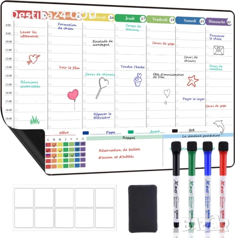 Магнитен седмичен календар за хладилник 42x28 см бяла дъска планер, снимка 6 - Декорация за дома - 53463475