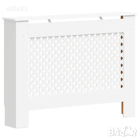 vidaXL Параван за радиатор, бял, 112x19x81,5 см, МДФ