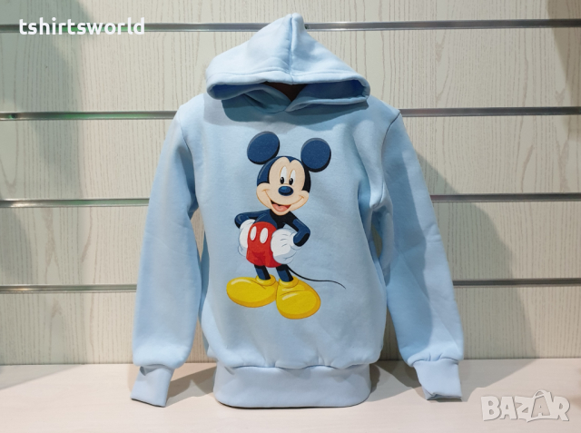 Нов детски суичър с дигитален печат Мики Маус в светлосин цвят, снимка 5 - Детски анцузи и суичери - 36350825
