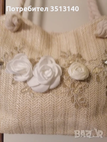 чанта за лятото от рафия с апликация машинна бродерия, снимка 5 - Чанти - 50599287