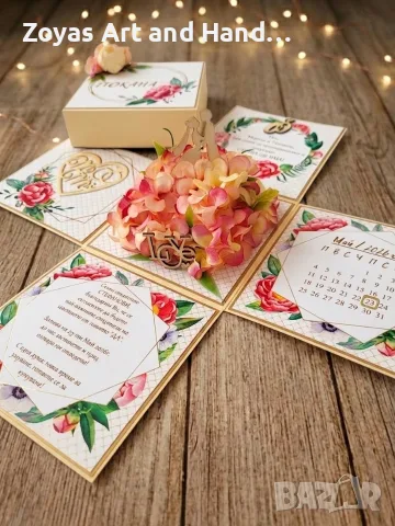 Покана за Кумове/Кръстници - Експлодираща кутия , снимка 2 - Други - 51607754