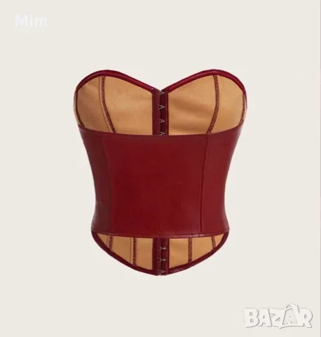М Кожен корсет бордо, снимка 2 - Корсети, бюстиета, топове - 55881078