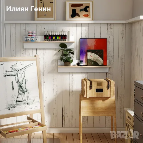 Комплект от 2 стенни рафта HOMCOM, снимка 9 - Етажерки - 56241087