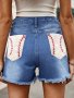 Дамски дънкови къси панталони с щампа на американското знаме, 5модела, снимка 9