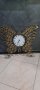 Стенен часовник "Пеперуда"-метал и камъни ,72/61см, снимка 1 - Стенни часовници - 39508234