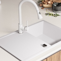 Кухненска мивка от Гранит модел Ибиса 780 х 500 мм - бял, снимка 6 - Други - 36079490