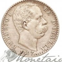 Монета Италия 2 Лири 1897-R Умберто I, снимка 1 - Нумизматика и бонистика - 38646355