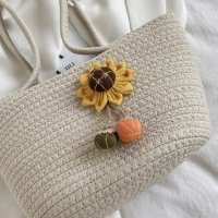 Плетена дамска чанта тип кошница White, снимка 9 - Чанти - 41477355