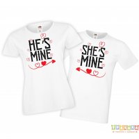 Tениски за влюбени He is mine, She is mine, снимка 2 - Тениски - 35719465