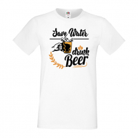 Мъжка тениска Save Water Drink Beer 4,Бира,Бирфест,Beerfest,Подарък,Изненада,Рожден Ден, снимка 2 - Тениски - 36387452