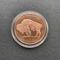 1 oz Buffalo 999 Copper round, снимка 3 - Нумизматика и бонистика - 44351408