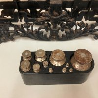 Рядък старинен кантар с тасове и тежести - 10 кг , снимка 7 - Антикварни и старинни предмети - 42447454