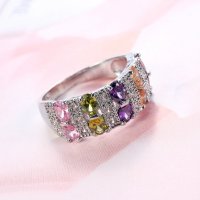 Сребърен пръстен с рубин, смарагд и сапфир, снимка 3 - Пръстени - 34818976