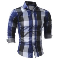 Мъжка класическа карирана риза с дълъг ръкав, 2цвята - 023, снимка 3 - Ризи - 39387276