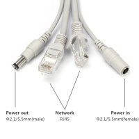 CCTV 10 м LAN кабел за камери RJ45+DC Power конектор за захранване DF18376, снимка 3 - Други - 41147918