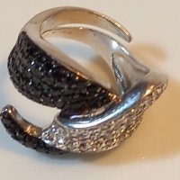 Отворен сребърен пръстен с камъни , снимка 2 - Пръстени - 39610679