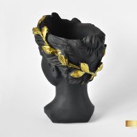 Арт ваза във формата на глава на гръцка богиня / Подарък за рожден ден / Абстрактна ваза черен мат, снимка 6 - Саксии и кашпи - 40522089