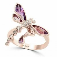 Нежен дамски пръстен с циркони, розова позлата, снимка 2 - Пръстени - 39697182