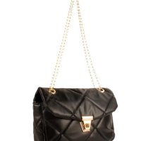 Дамска ватирана мека чанта в стилен дизайн и дръжка тип синджир, снимка 1 - Чанти - 44398908