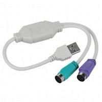 Кабел преходен USB-A(м)/2xPS/2(ж) 0,2m, снимка 1 - Кабели и адаптери - 42516708