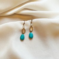 Висящи обеци Turquoise & Gold Beads 65, снимка 2 - Обеци - 28942092