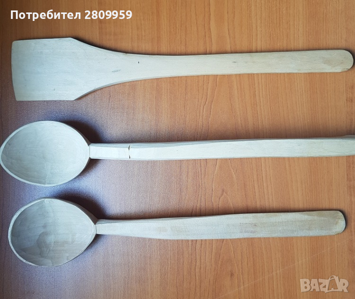 Дървени лъжици, малка и голяма шпатула, снимка 1