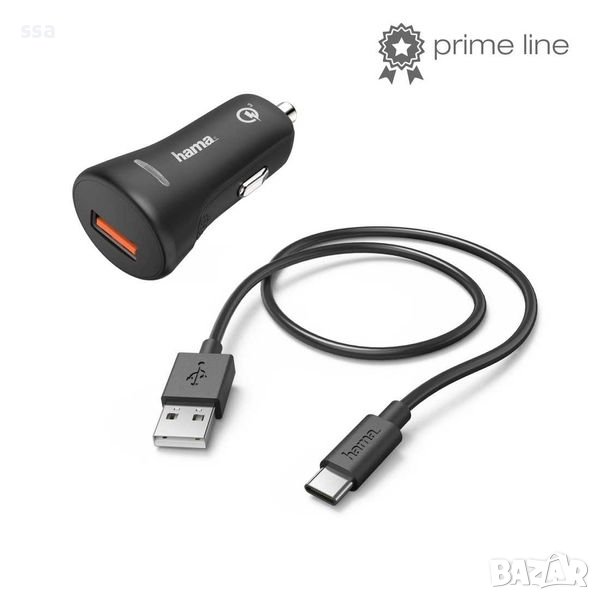 HAMA Зарядно за кола , USB Type-C, QC 3.0, 3 A, 19,5W, 12v/24v, HAMA - 00183231, 24 месеца гаранция, снимка 1