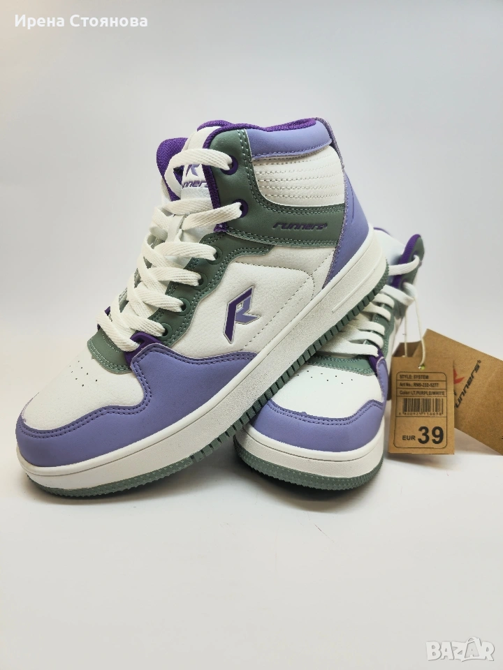 Дамски/юношески кецове Runners 39 номер, лилаво/бяло и зелено, снимка 1