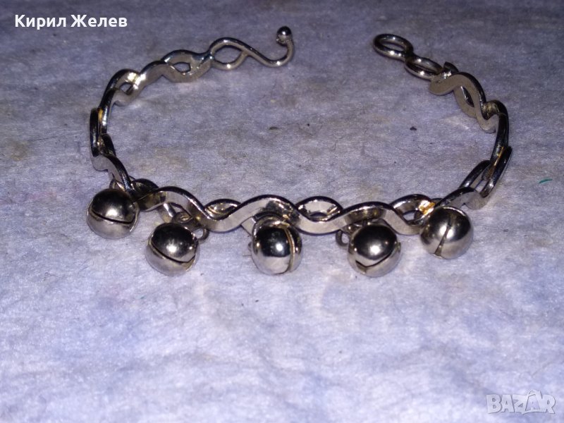 СРЕБРИСТА АЖУРНА РЕТРО ГРИВНА от НЕРЪЖДАЕМА СТОМАНА с КАМБАНКИ / ЗВЪНЧЕТА 38315, снимка 1