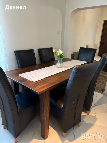 Трапезна маса с 6бр кожени столове, снимка 1