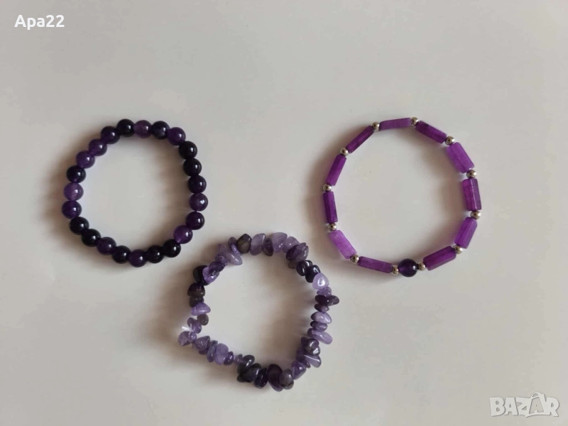 Гривни с Аметит - ластични, снимка 1