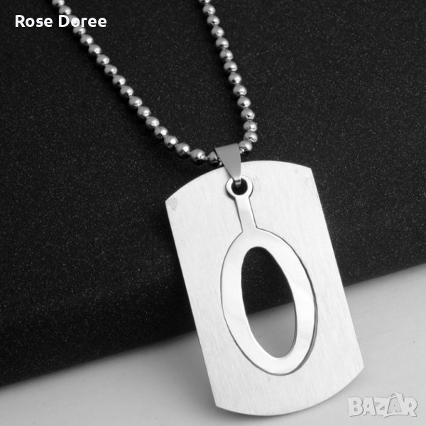 RD 472 Буква О колие сребристо медицинска стомана мъжки мъжко инициали унисекс подарък, снимка 1