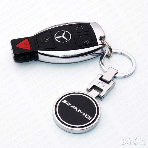 ключодържател Мерцедес Mercedes  AMG  class метален кръгъл черно сиво, снимка 1