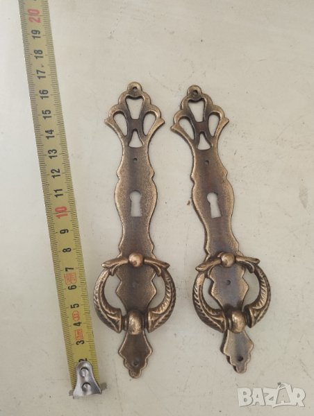 две стари месингови дръжки за мебел-комплект, снимка 1