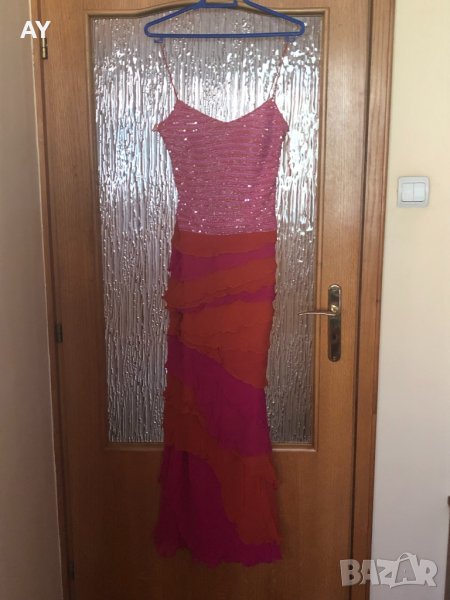 Дамска официална рокля коприна Rimini.Талията е 60 см., бюст - около 85, ханш - 90. , снимка 1