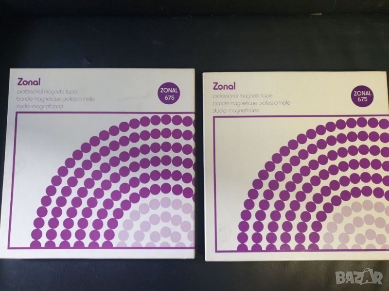 Лот от две 26,5см 10,5" метални магнетофонни ролки Zonal. В перфектно състояние. С ленти и кутии. Ко, снимка 1