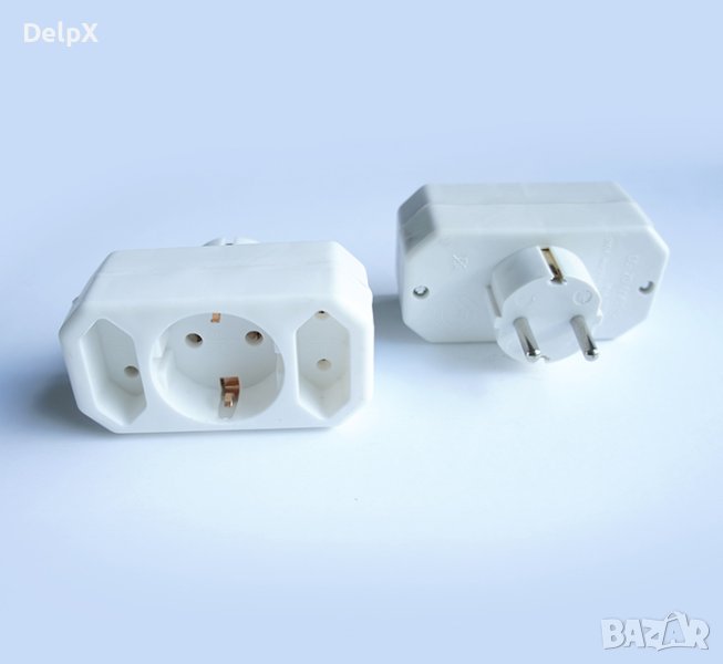 Разклонител за контакт 3-ка без кабел бял 220V 2,5A/16A, снимка 1