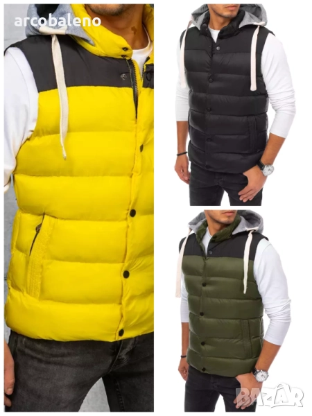 Мъжка ватирана жилетка с качулка, 3цвята , снимка 1