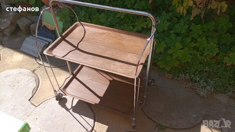 Руска помощна бар масичка, сгъваема на колелца, снимка 1