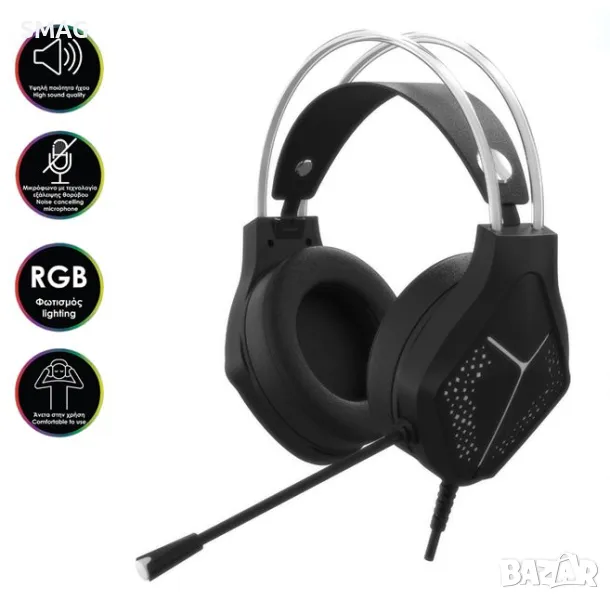 Слушалки за игри с регулируем микрофон и RGB светлина S_1228266, снимка 1