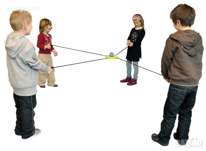 игра за концентрация - всеки от четиримата играчи хваща по един край и заедно се опитват да балансир, снимка 1