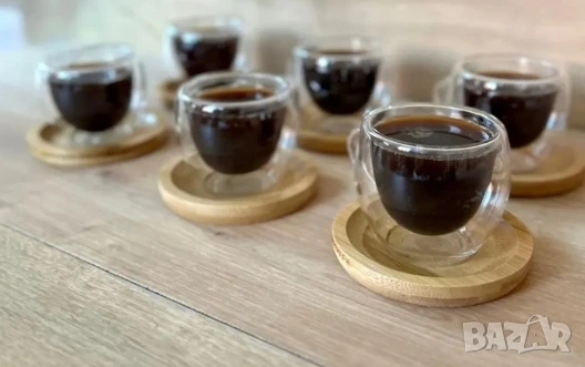 Стъклена чаша за кафе с двойно дъно 200ml, снимка 1